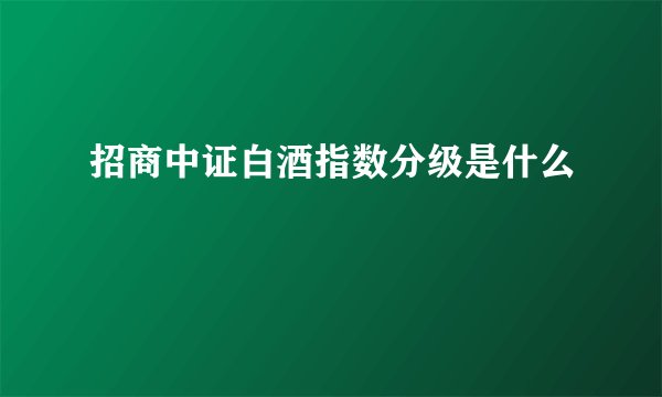 招商中证白酒指数分级是什么