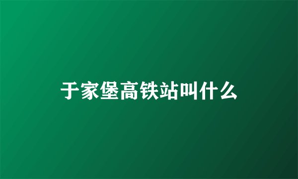 于家堡高铁站叫什么