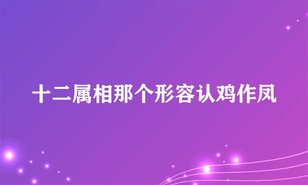 十二属相那个形容认鸡作凤
