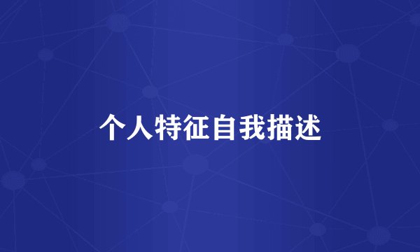 个人特征自我描述