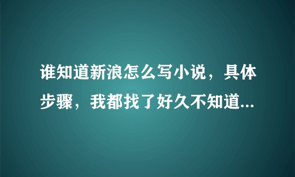 谁知道新浪怎么写小说，具体步骤，我都找了好久不知道在哪里？谢谢