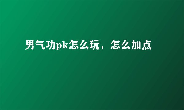 男气功pk怎么玩,怎么加点