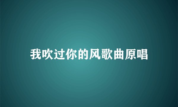 我吹过你的风歌曲原唱