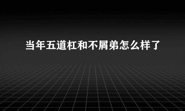当年五道杠和不屑弟怎么样了