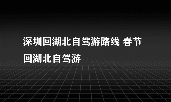 深圳回湖北自驾游路线 春节回湖北自驾游