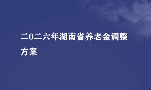二0二六年湖南省养老金调整方案