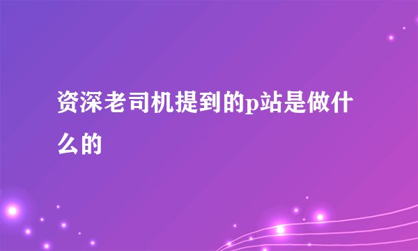 资深老司机提到的p站是做什么的