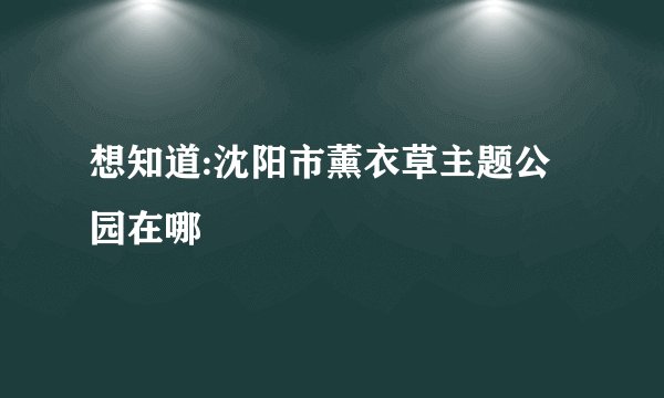 想知道:沈阳市薰衣草主题公园在哪