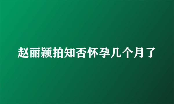 赵丽颖拍知否怀孕几个月了