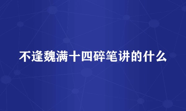 不逢魏满十四碎笔讲的什么