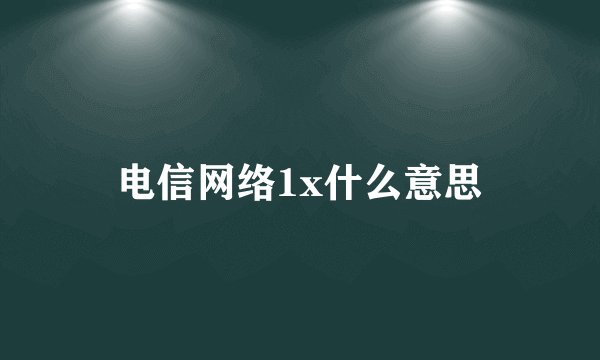 电信网络1x什么意思