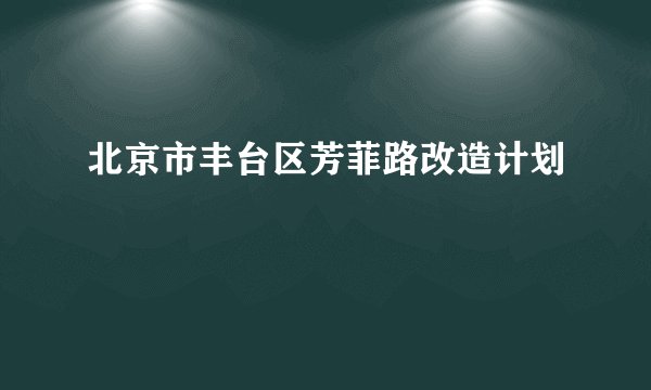 北京市丰台区芳菲路改造计划