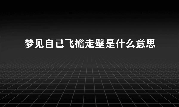 梦见自己飞檐走壁是什么意思