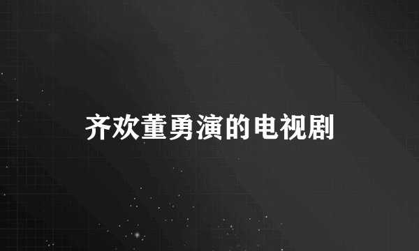 齐欢董勇演的电视剧