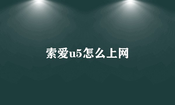 索爱u5怎么上网