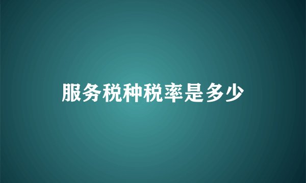 服务税种税率是多少