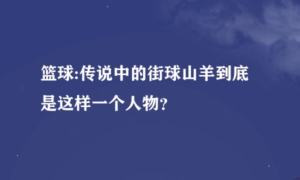 篮球:传说中的街球山羊到底是这样一个人物？