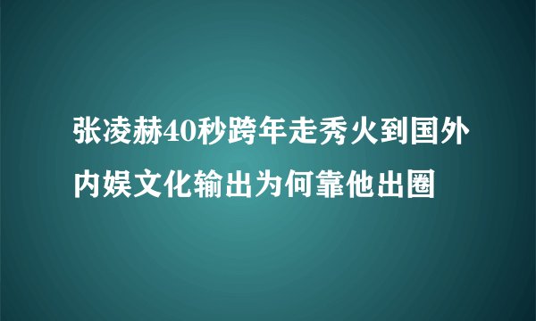 张凌赫40秒跨年走秀火到国外内娱文化输出为何靠他出圈
