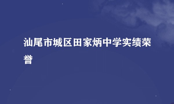 汕尾市城区田家炳中学实绩荣誉
