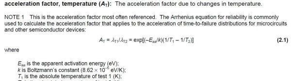 可靠性温度加速系数——阿伦尼斯公式Arrhenius Equation