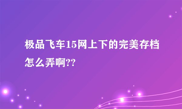极品飞车15网上下的完美存档怎么弄啊??