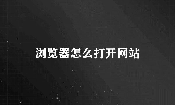 浏览器怎么打开网站