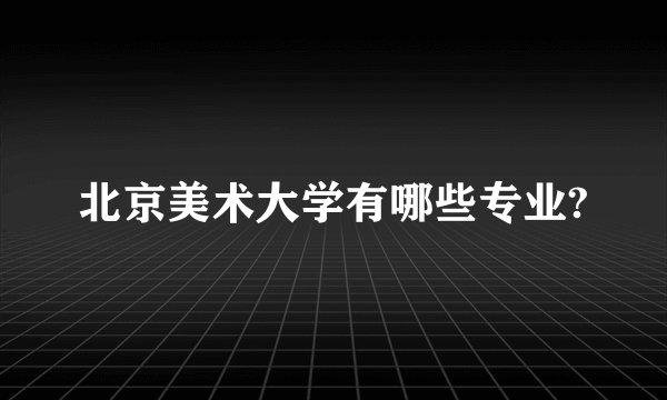 北京美术大学有哪些专业?