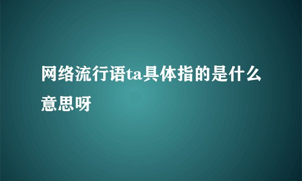 网络流行语ta具体指的是什么意思呀