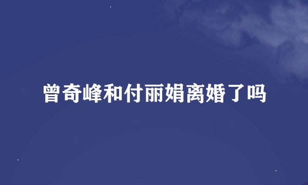 曾奇峰和付丽娟离婚了吗
