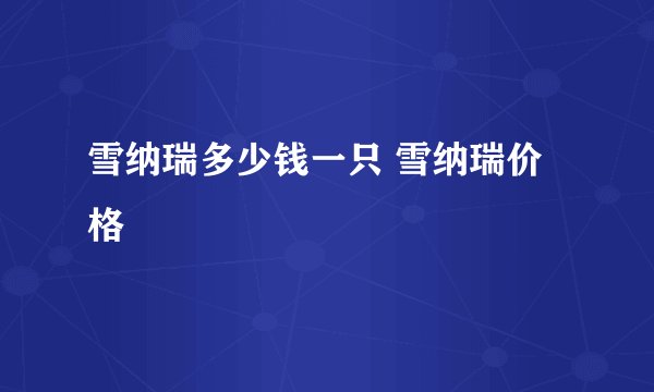 雪纳瑞多少钱一只 雪纳瑞价格