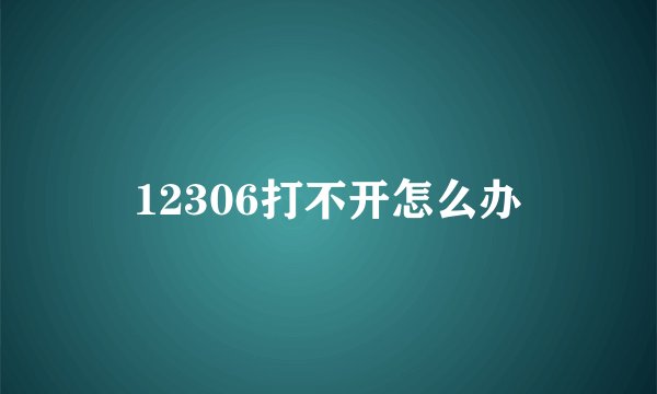 12306打不开怎么办