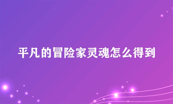 平凡的冒险家灵魂怎么得到