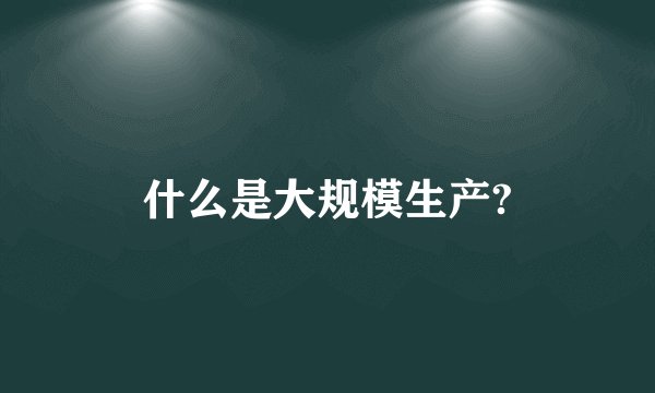 什么是大规模生产?