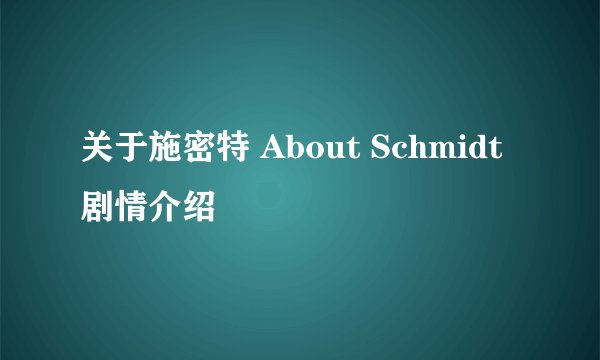 关于施密特 About Schmidt剧情介绍