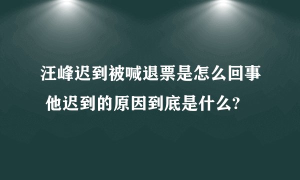 汪峰迟到被喊退票是怎么回事 他迟到的原因到底是什么?