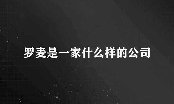 罗麦是一家什么样的公司