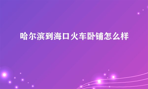 哈尔滨到海口火车卧铺怎么样