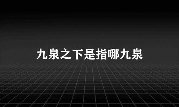 九泉之下是指哪九泉