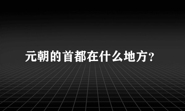 元朝的首都在什么地方？