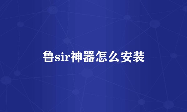 鲁sir神器怎么安装