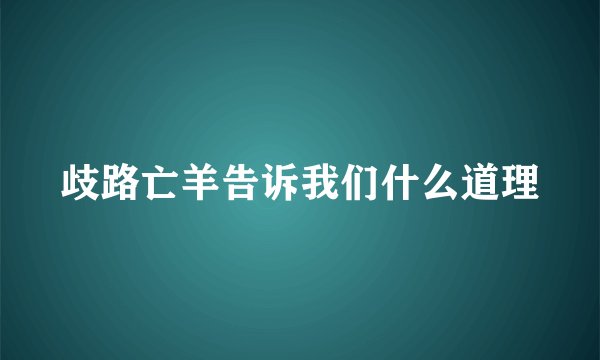 歧路亡羊告诉我们什么道理