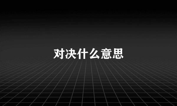 对决什么意思