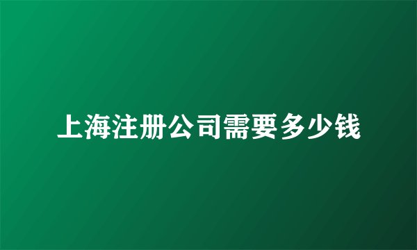 上海注册公司需要多少钱