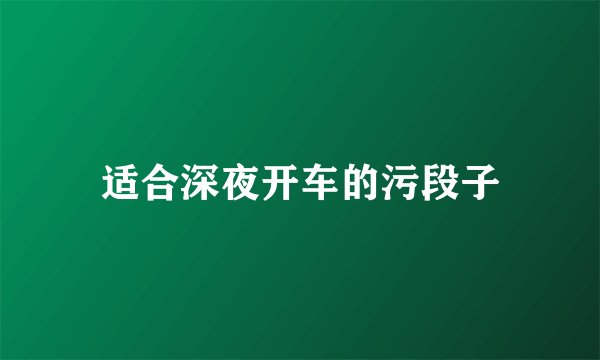 适合深夜开车的污段子