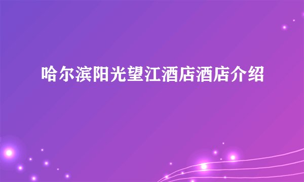 哈尔滨阳光望江酒店酒店介绍