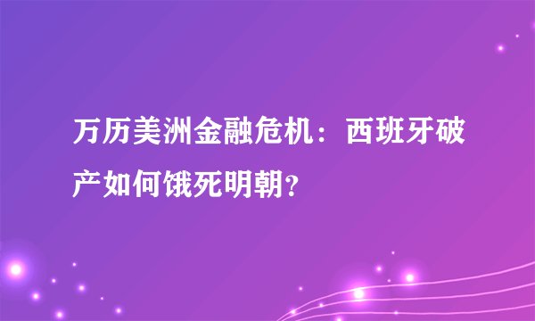 万历美洲金融危机：西班牙破产如何饿死明朝？