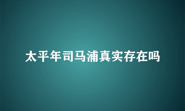 太平年司马浦真实存在吗