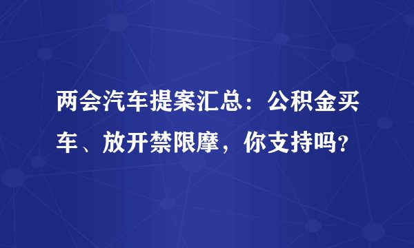 两会汽车提案汇总：公积金买车、放开禁限摩，你支持吗？