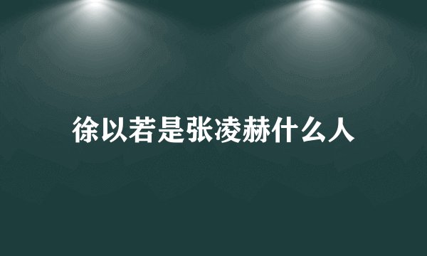 徐以若是张凌赫什么人