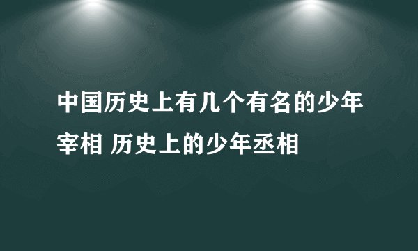中国历史上有几个有名的少年宰相 历史上的少年丞相